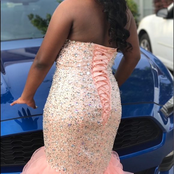 Pink Rhinestone Prom Dress - Picture 6 of 8